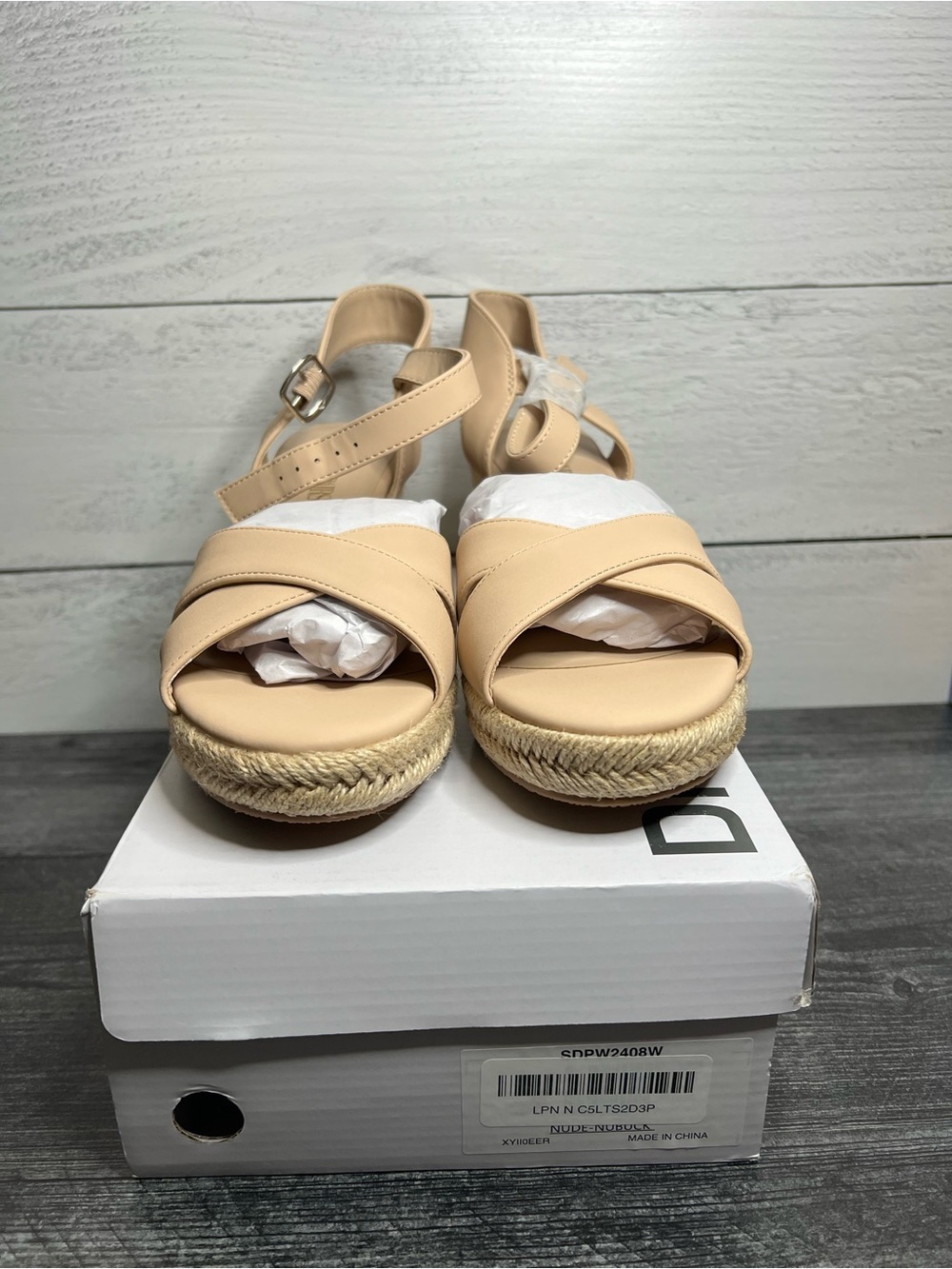 Dream Pairs Nude Tan Espadrille Platform Sandals with Ankle Strap